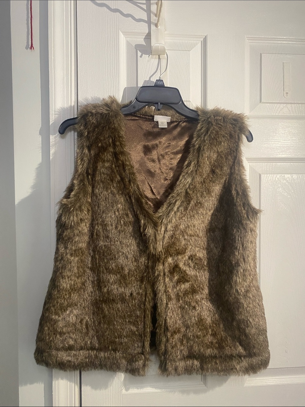 Capelli of New York Brown Faux Fur Vest with Plush Trim